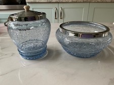 Art Deco - Blue Crackle Glass