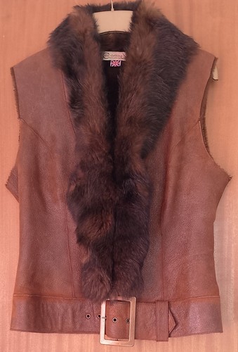 Brown real leather suede - leather, &