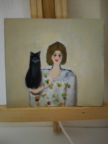Cat painting vintage style - cat,