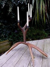 Candle stick holder made from moose and deer antler hand made hand crafted art 