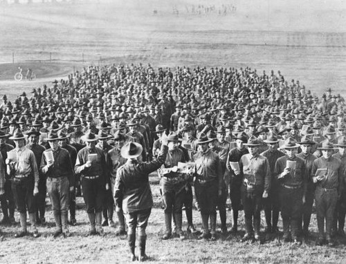 Marines receiving singing
