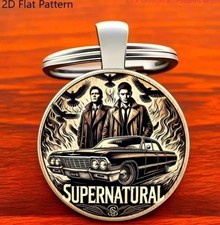 Supernatural TV show keyring Dean Sam Winchester Castiel Demon hunters keychain