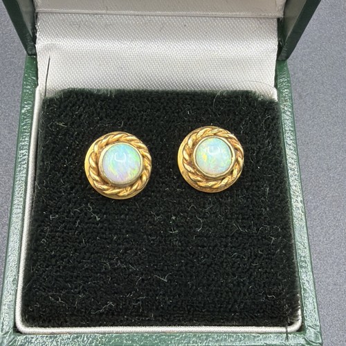 9ct gold opal - earrings,