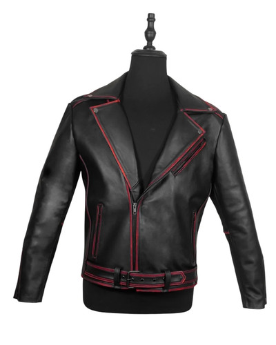 Men black biker leather - biker,