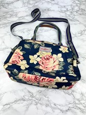 Cath Kidston Londoner Handbag Women's Blue Floral Print Canvas Zip Shoulder Bag