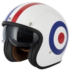 VCAN H589 OPEN FACE RETRO MOD SCOOTER MOTORCYCLE HELMET ROUNDEL TARGET