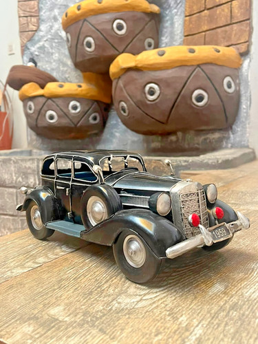 Vintage black tin car - vintage, model
