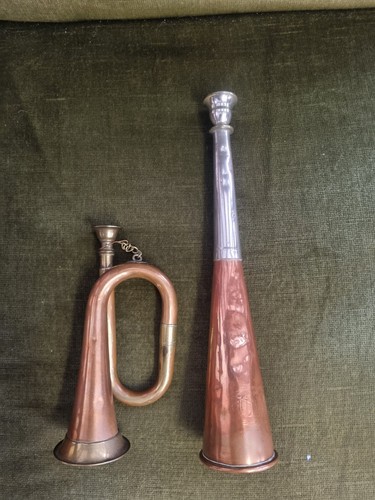 Antique hunting horn - antique, copper