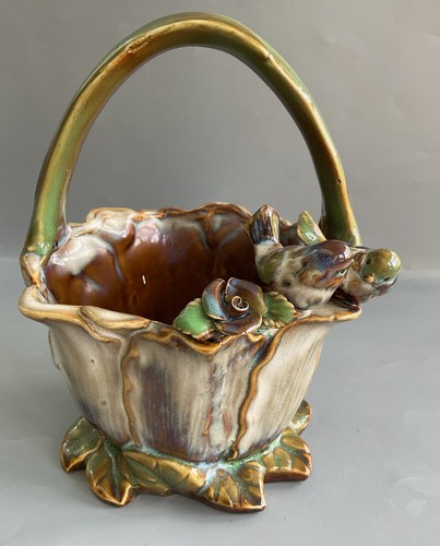 Majolica style ceramic cabbage - ceramic,