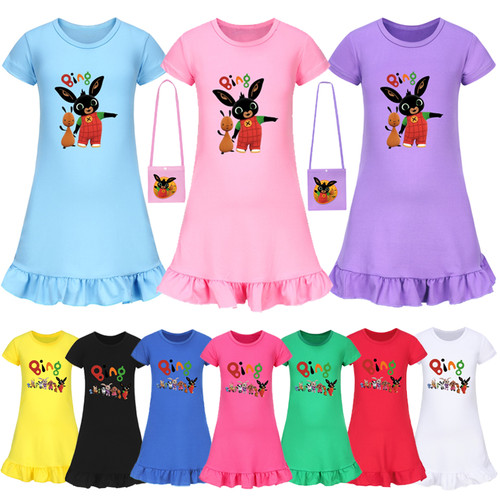Girls rabbits sleepwear dress - sleepwear,