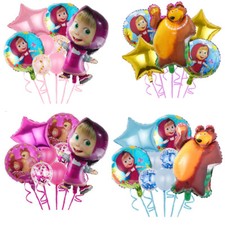 5Pcs Foil Balloon Decorations Masha And The Bear Kids Birthday Party Supplies