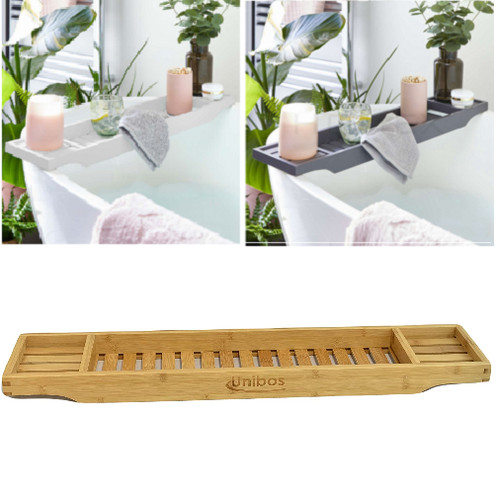 Bamboo wood bath tub rack - wood,