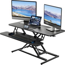 Adjustable Standing Desk Converter 40 Inch Wide Platform Tabletop Black