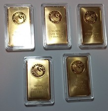 1 OZ GOLD BAR X 5. PERTH MINT