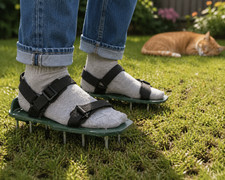 Lawn aerator shoes with hook - with,