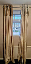 Next Eyelet Curtains Lined Beige & Gold 168x229cm