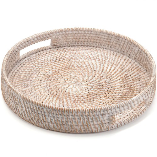30cm round rattan - rattan, tray,
