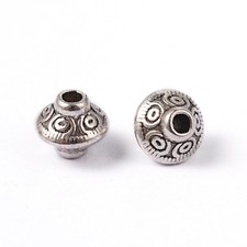 Tibetan Silver Spacer Beads Bicone Lantern Shape Patterned 5mm x 6mm 25pcs