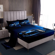 Sports Car Bed Sheets Blue