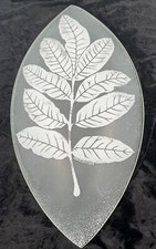 Portmeirion Glass Dish-White/Clear Leaf Pattern-Decorative Plate-40.5 cm/16”