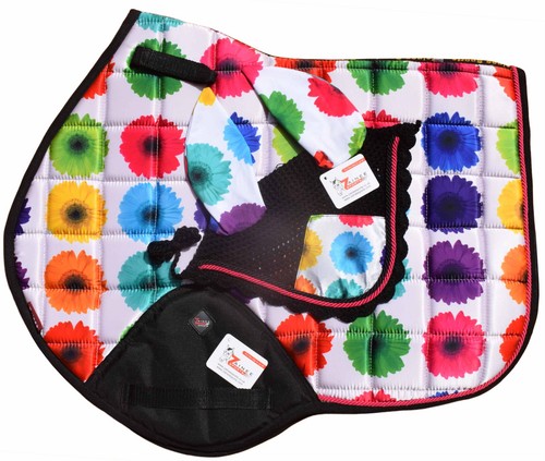 Multi flower satin print - flower, close
