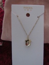 FOSSIL NECKLACE & PENDANT IN GOLD TONE BNWOT