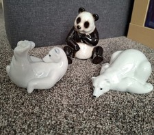 LLADRO White Polar Bears Figurines Pair VGC Condition inc Panda