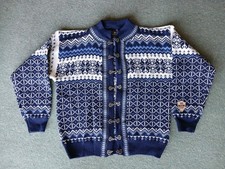 Norwegian Classic 100% New Wool Windfjord Cardigan Size M Navy Blue New