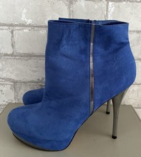 FAITH  COBALT BLUE/SILVER KILLER HEEL PLATFORM BOOTS UK 6/EU39 