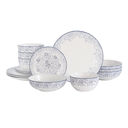 Blue floral bone china - blue,