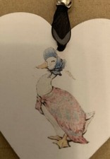 Beatrix Potter Style Puddle Duck Wooden Heart x1 hanging decoration Shabby Chic 