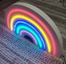 Rainbow Neon Effect Light table lamp stand or wall plaque display