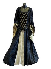 Medieval Gown - Black / Gold Sz 16 Inc Pointed Headdress 