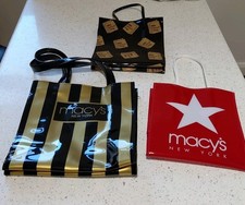 Macy's New York Little Brown Bag PVC Small Shopping Bags X3