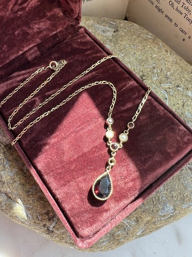 Vintage 9ct gold garnet - 9ct, &