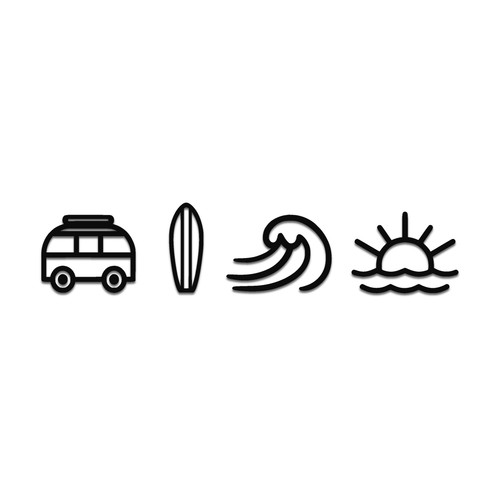 Surfing campervan icons decal - surfing,