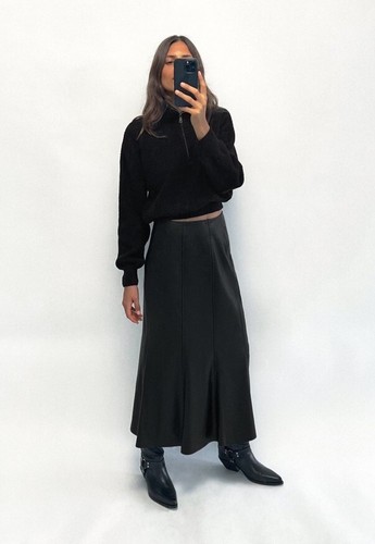 Zara woman faux leather midi - faux,