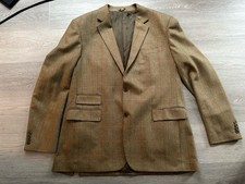 AUSTIN REED Harris Tweed Jacket Mens Size UK 46L Brown Wool Blazer Country