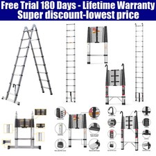 Folding Telescopic Step Ladder Stainless Steel Multi-Purpose Extendable Loft DIY