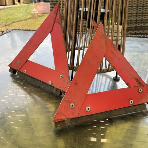Warning triangle old metal - warning,