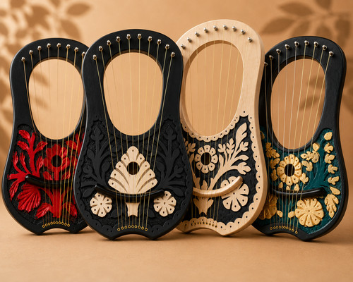 Handcrafted wooden lyre - wooden, harp