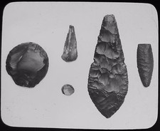 Glass Magic Lantern Slide FLINT SPEAR HEAD KNIFE & SCRAPERS C1890 PHOTO