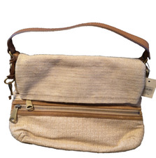 FOSSIL Fold Over Bag. Beige