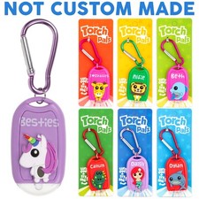 Kids Personalised Torch Keyring Novelty Mini LED Toy Light Carabiner Name Animal
