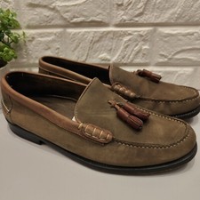 Russell & Bromley Mens Size 8.5 UK Brown Green Leather Tassel Loafers Shoes