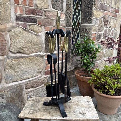 Black metal fireside set gold - fireside,