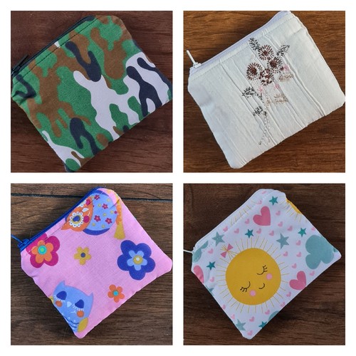 Small fabric zip coin purse - small,