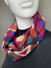 Snood Cowl Loop Circle Scarf Liberty Varuna Wool Handmade Abstract Geometric 