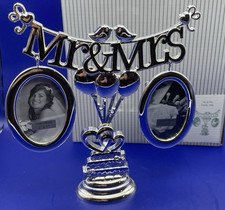 WEDDING DAY FAMILY TREE 2 HANGING FRAMES 2X3", SILVER - 'MR & MRS'