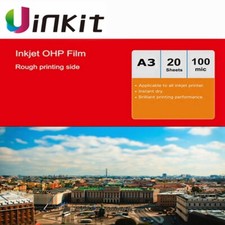 A3 OHP Film  For Inkjet - 20sheets Overhead Projector Film Ink Fog Clear Uinkit